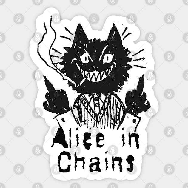 alice in chains and the bad cat Sticker by anto veteran